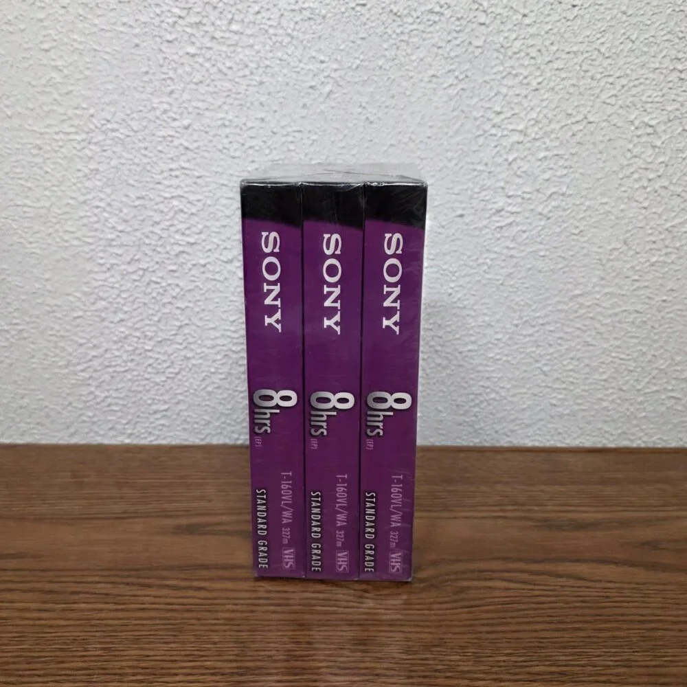 Media - Sony VHS Blank T-160 Tapes - 3 Pack - New and Sealed